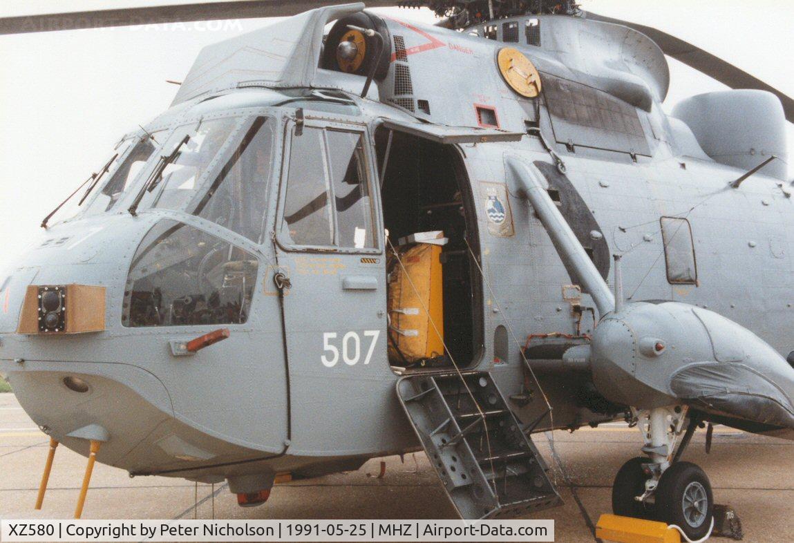 XZ580, 1977 Westland Sea King HAS.6 C/N WA848, Sea King HAS.6 of 810 Squadron on display at the 1991 Mildenhall Air Fete.