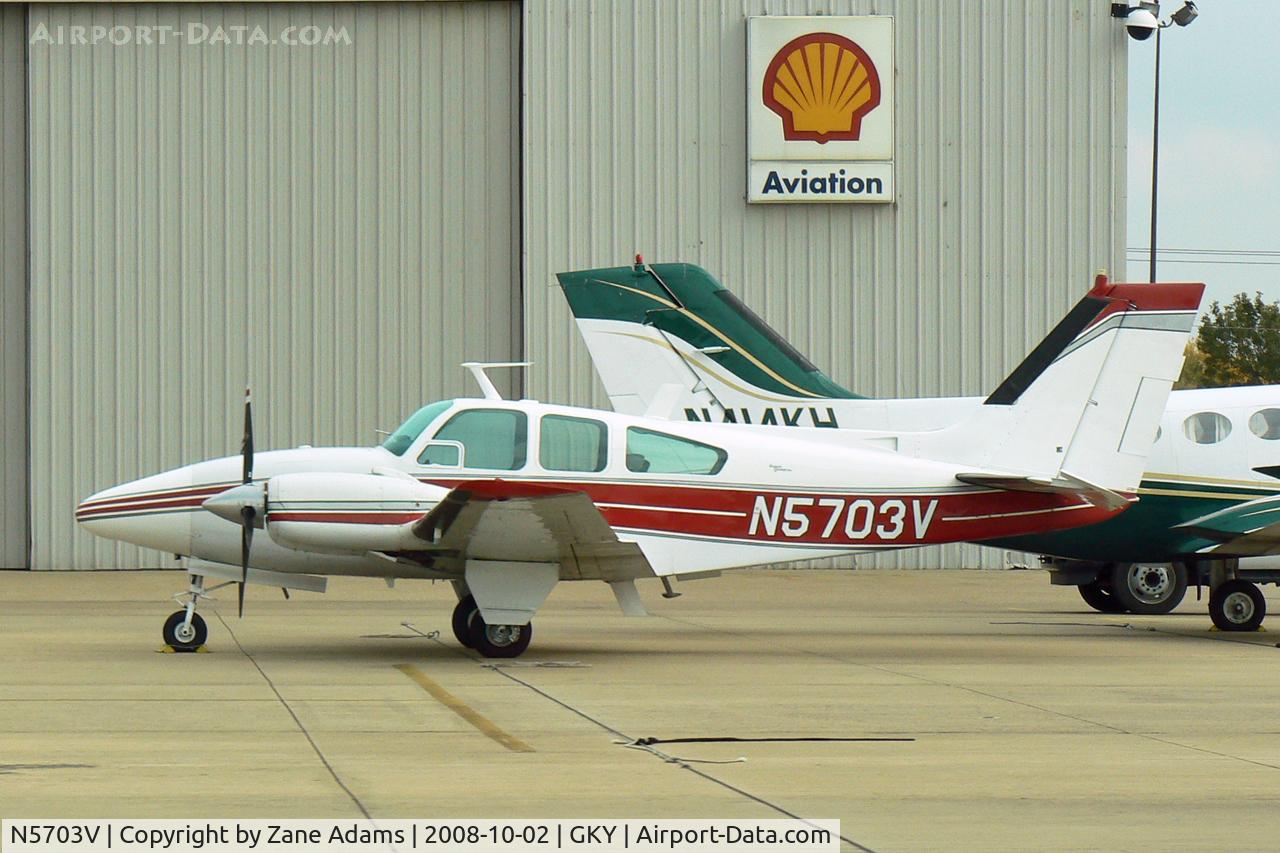 N5703V, 1966 Beech C55 Baron (95-C55) C/N TE-90, At Arlington Municipal