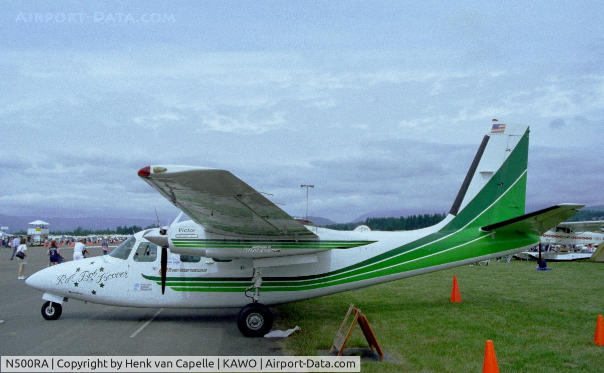 N500RA, 1972 Rockwell 500S Shrike Commander C/N 3127, Bob Hoover's Shrike Commander parked at Arlington airfield (WA). He later flew the aircraft in one of his famous impressive displays. Summer 1997.