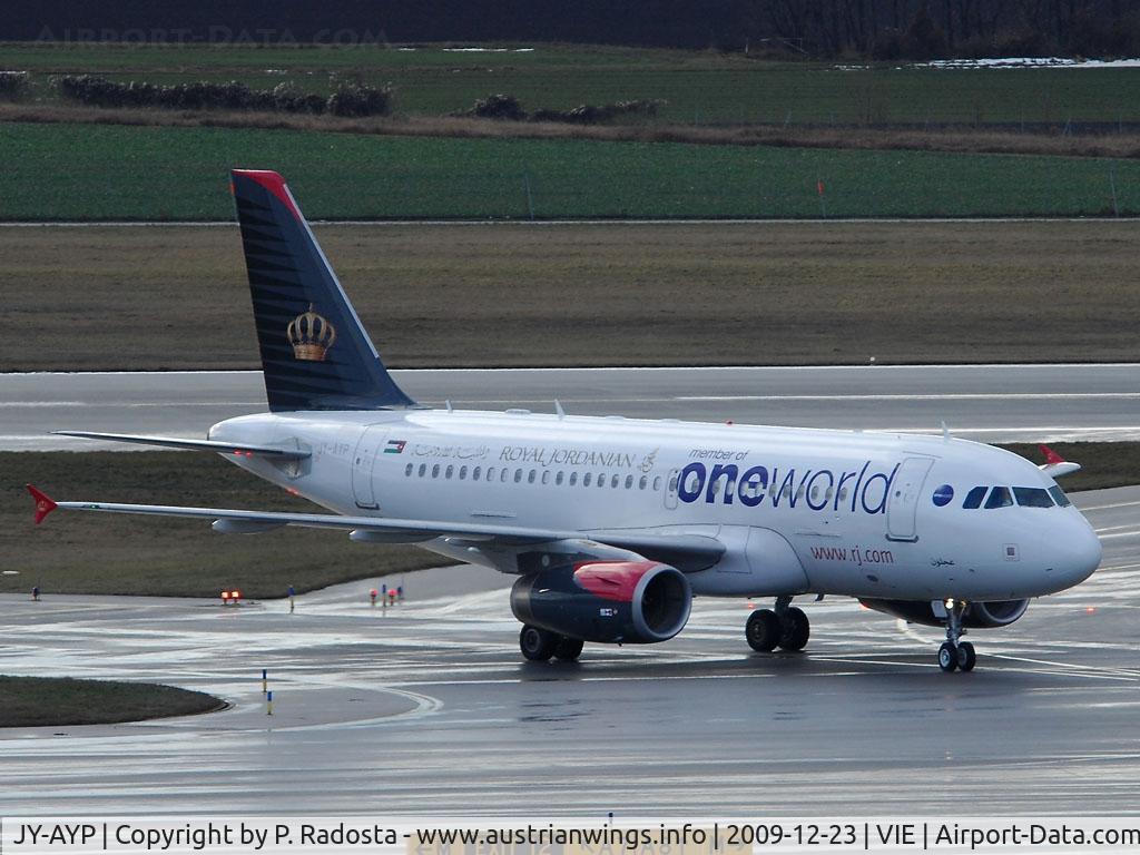 JY-AYP, 2009 Airbus A319-132 C/N 3832, Flying AMM-VIE-AMM