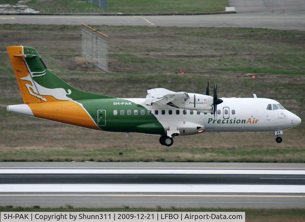 5H-PAK, 1990 ATR 42-320 C/N 203, Landing rwy 14R on return to lessor...