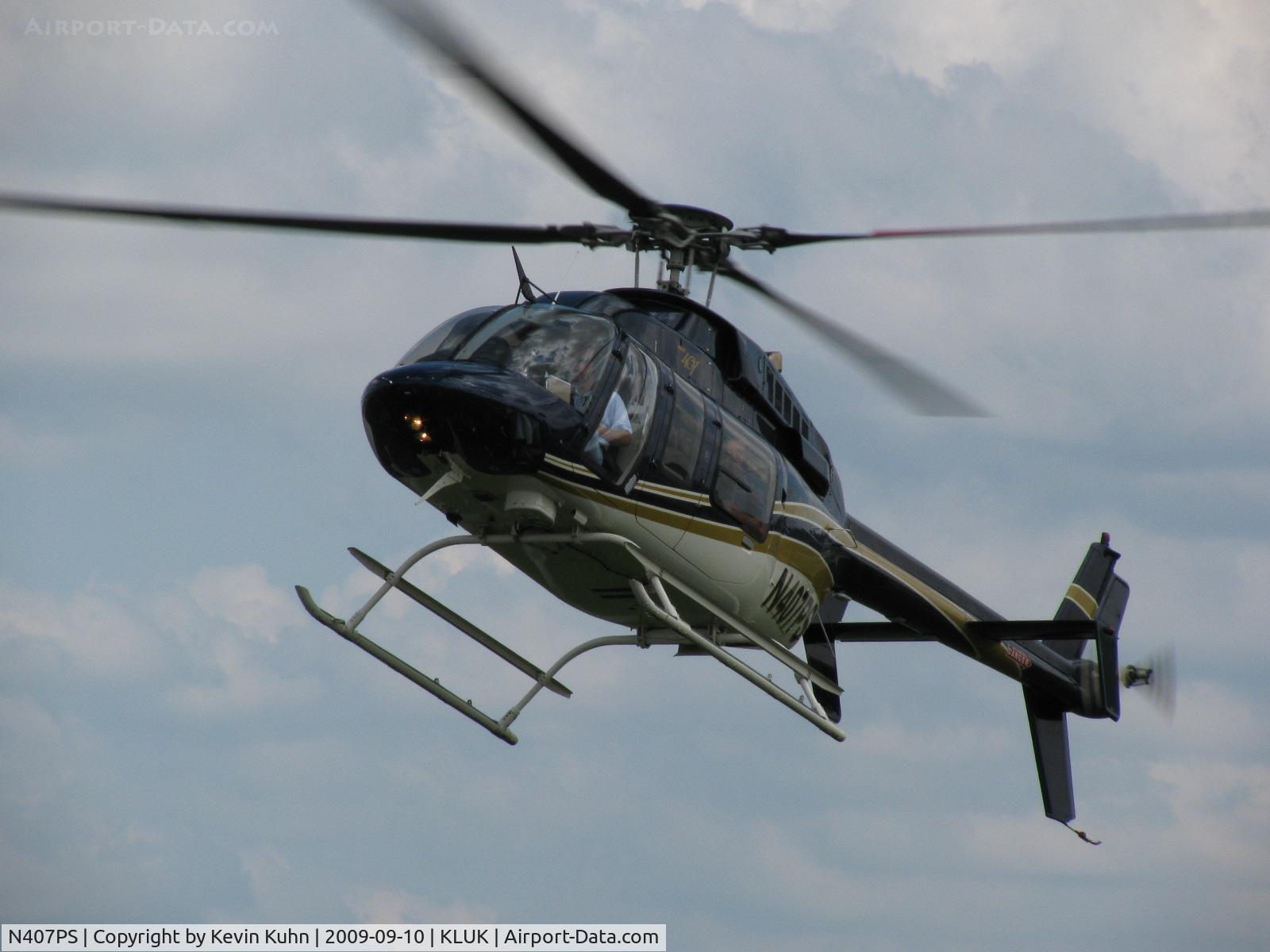 N407PS, 2001 Bell 407 C/N 53467, Big Bell coming in!