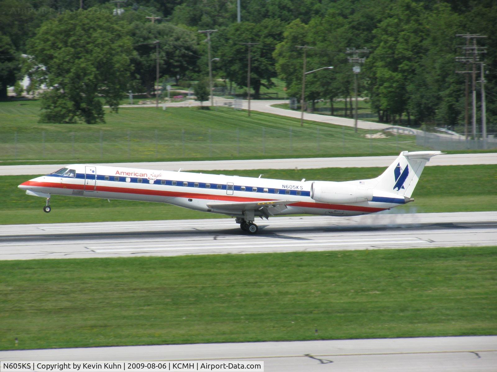 N605KS, 1998 Embraer ERJ-145LR (EMB-145LR) C/N 145059, Eagle Flight greasin' 28R