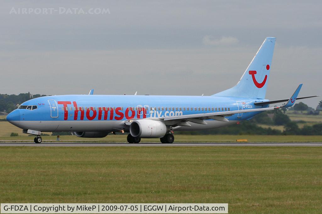 G-FDZA, 2007 Boeing 737-8K5 C/N 35134, Rolling down Runway 26 at Luton.