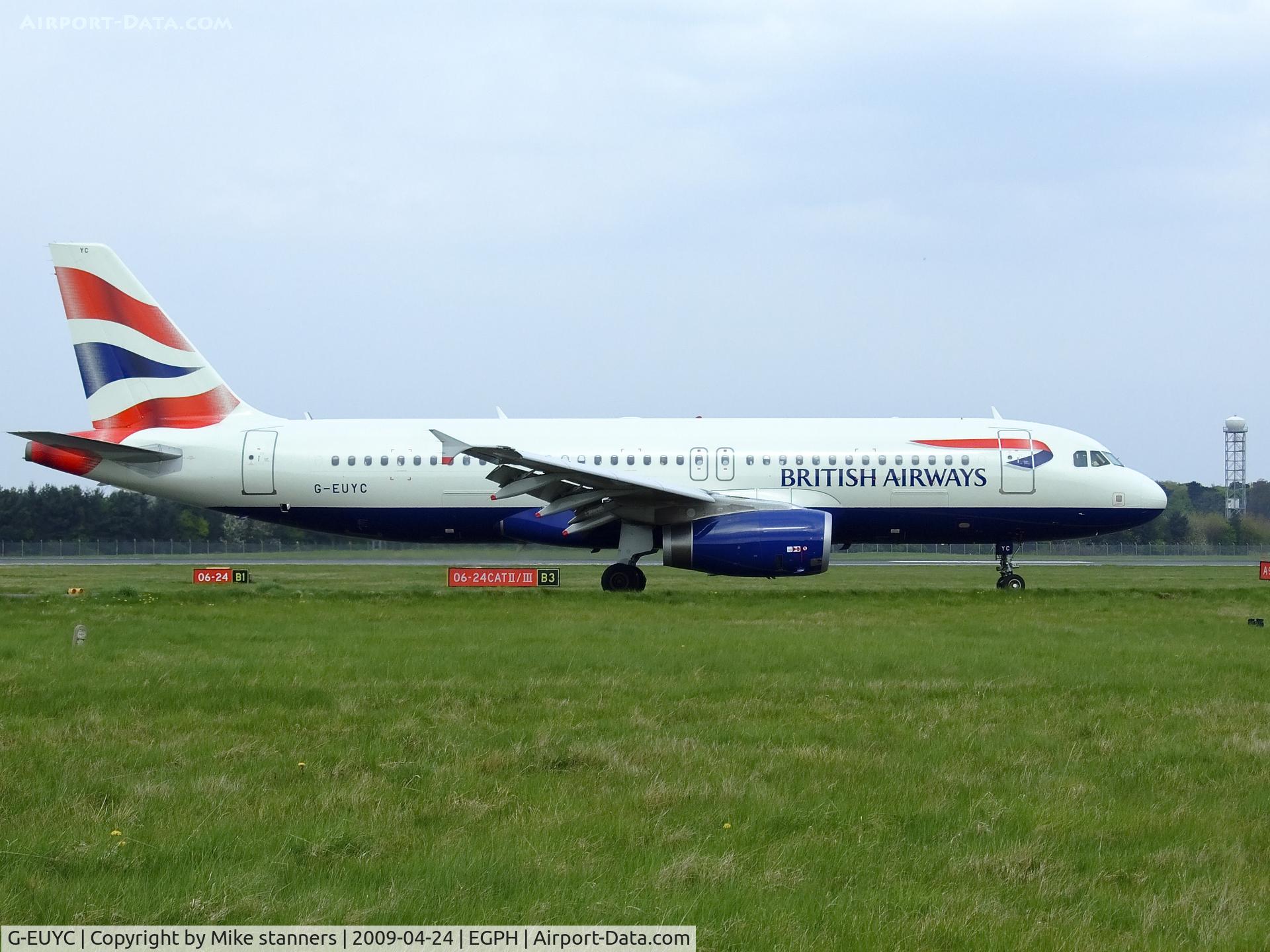 G-EUYC, 2008 Airbus A320-232 C/N 3721, BA A320 Arrives at EDI From LHR