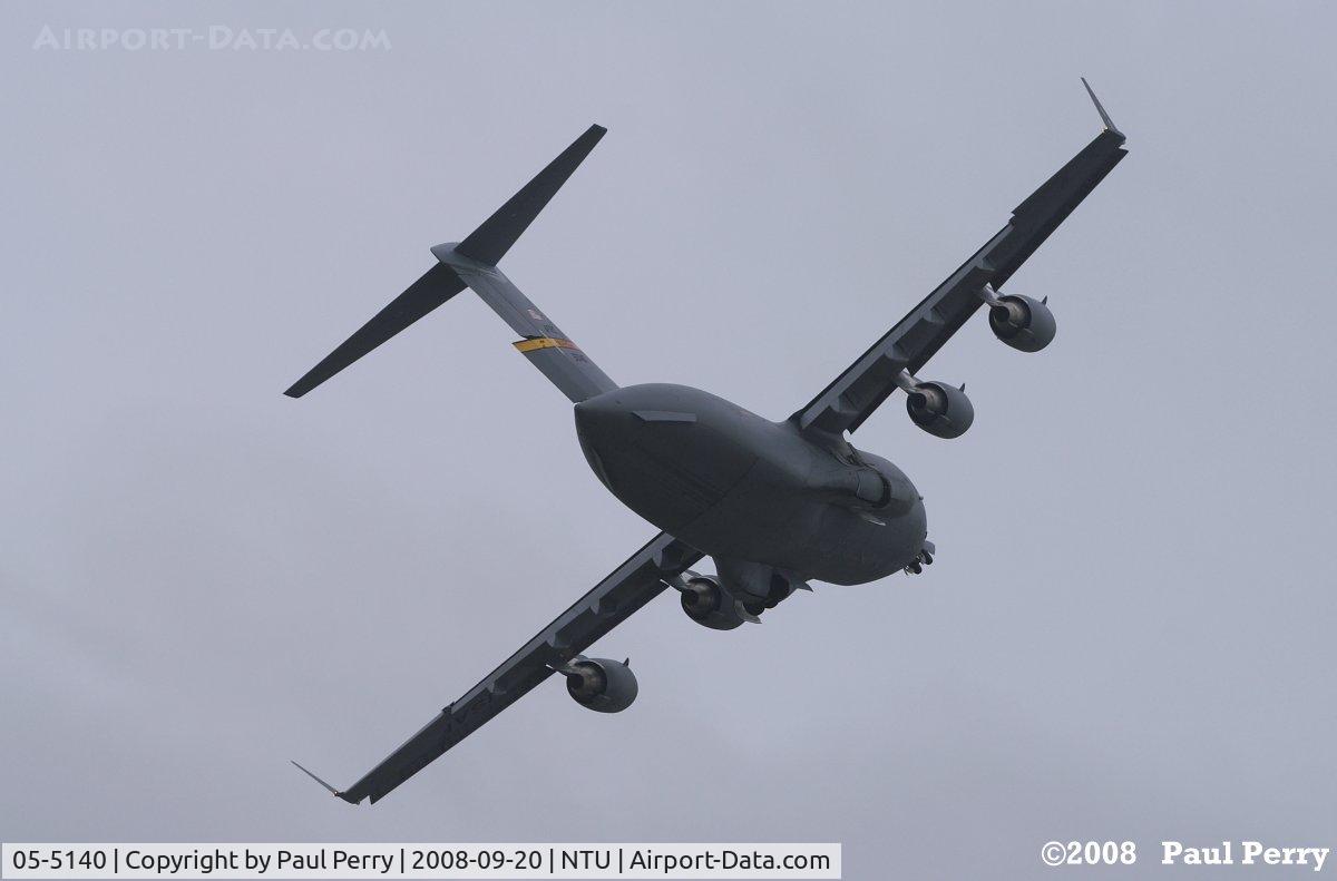 05-5140, 2007 Boeing C-17A Globemaster III C/N F-147/P-140, The crew from March AFB giving her a bit of rudder for the turn