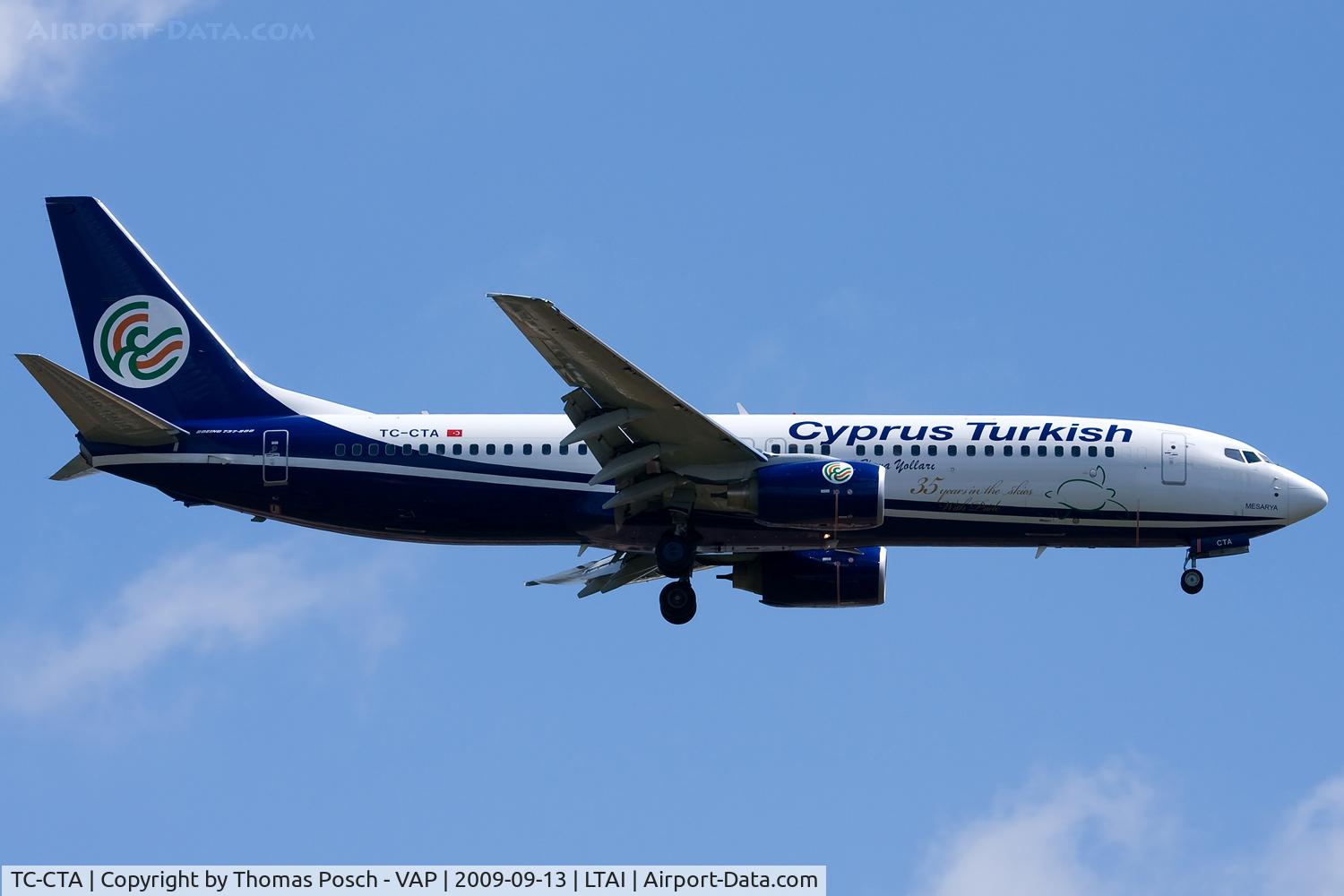 TC-CTA, 2009 Boeing 737-86N C/N 35643, KTHY - Kibris Turkish Airlines