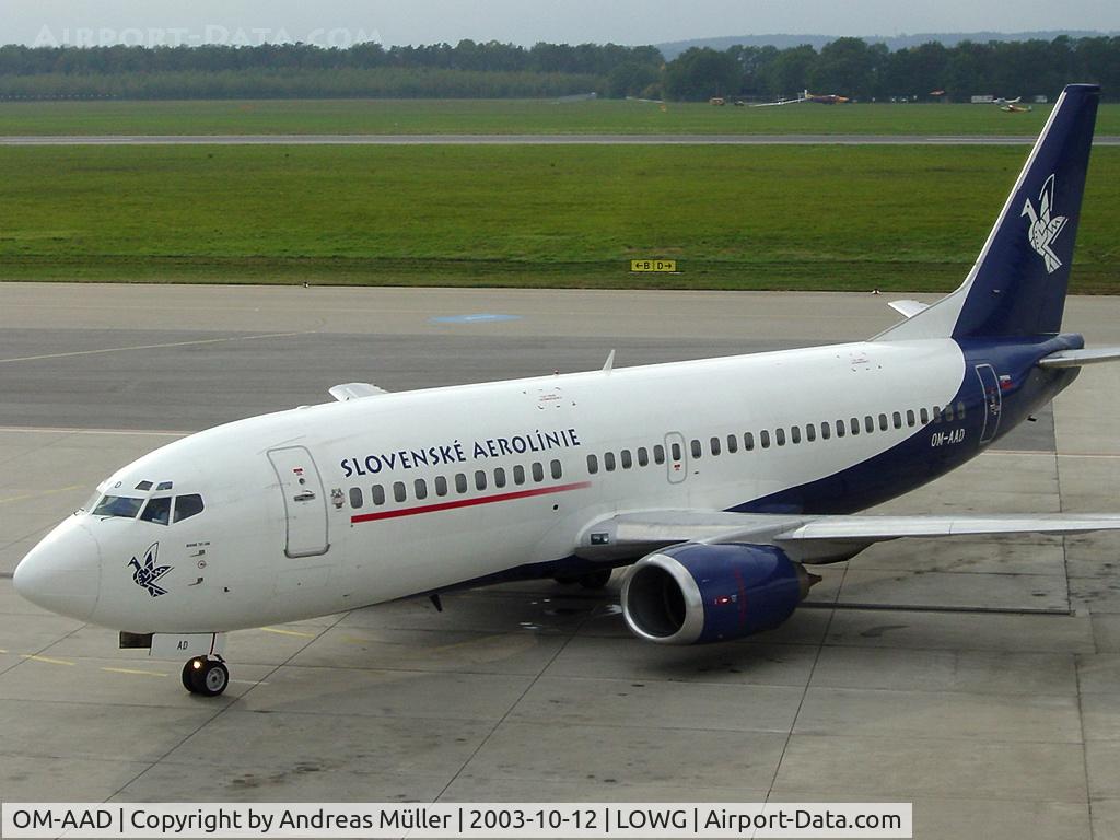OM-AAD, 1987 Boeing 737-33A C/N 23636, On behalf of Austrian Airlines to Rohos.