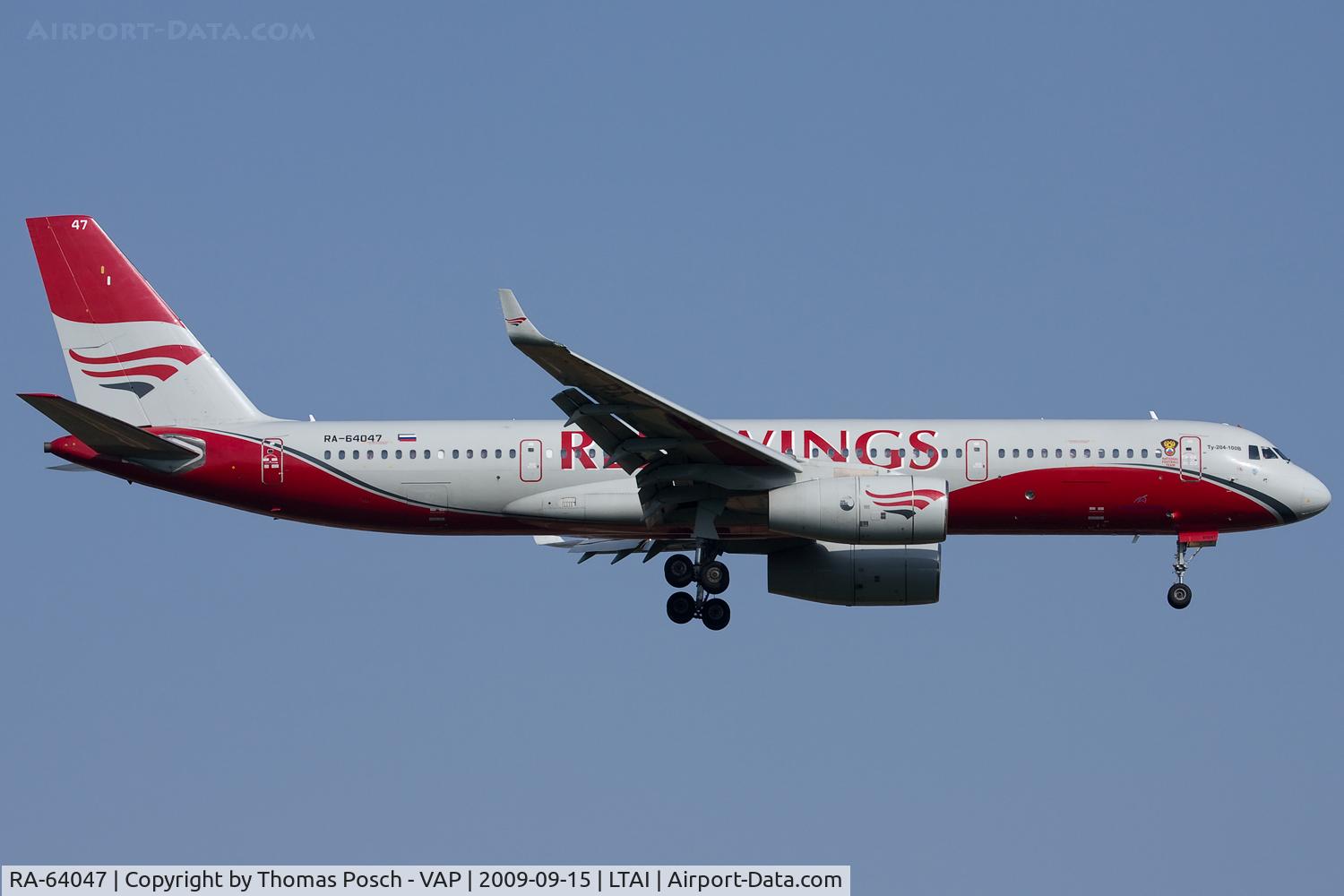 RA-64047, 2008 Tupolev Tu-204-100B C/N 1450743164047, Red Wings Airlines