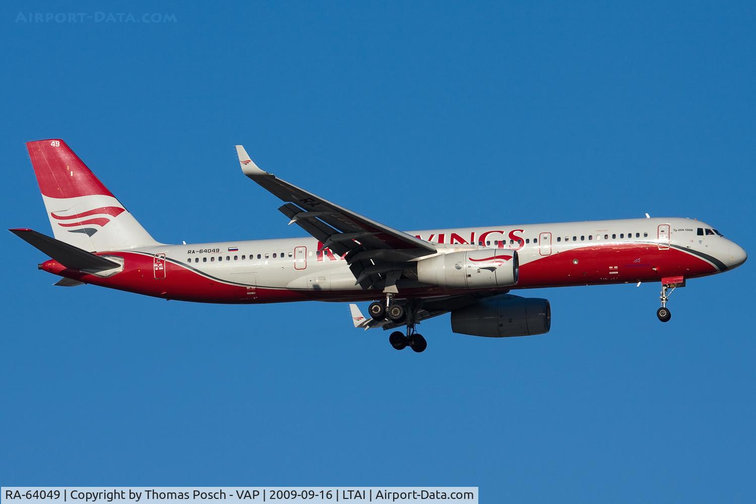 RA-64049, 2009 Tupolev Tu-204-100 C/N 145074-64049, Red Wings Airlines