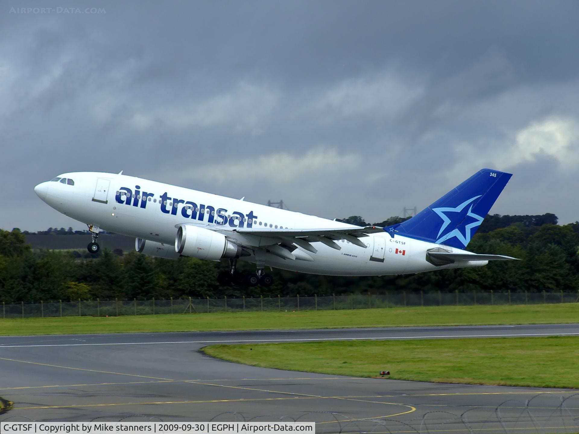C-GTSF, 1988 Airbus A310-304 C/N 472, Air transat A310 Lifts off from runway 24 at EDI