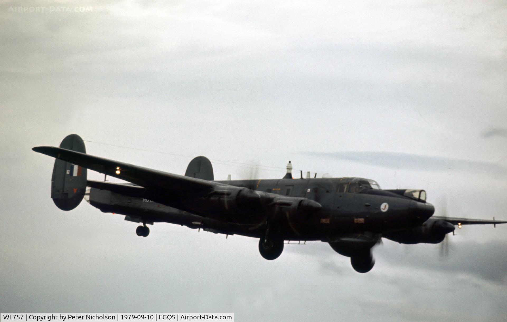 WL757, Avro 716 Shackleton AEW.2 C/N Not found WL757, Shackleton AEW.2 of 8 Squadron on final approach to RAF Lossiemouth in September 1979.