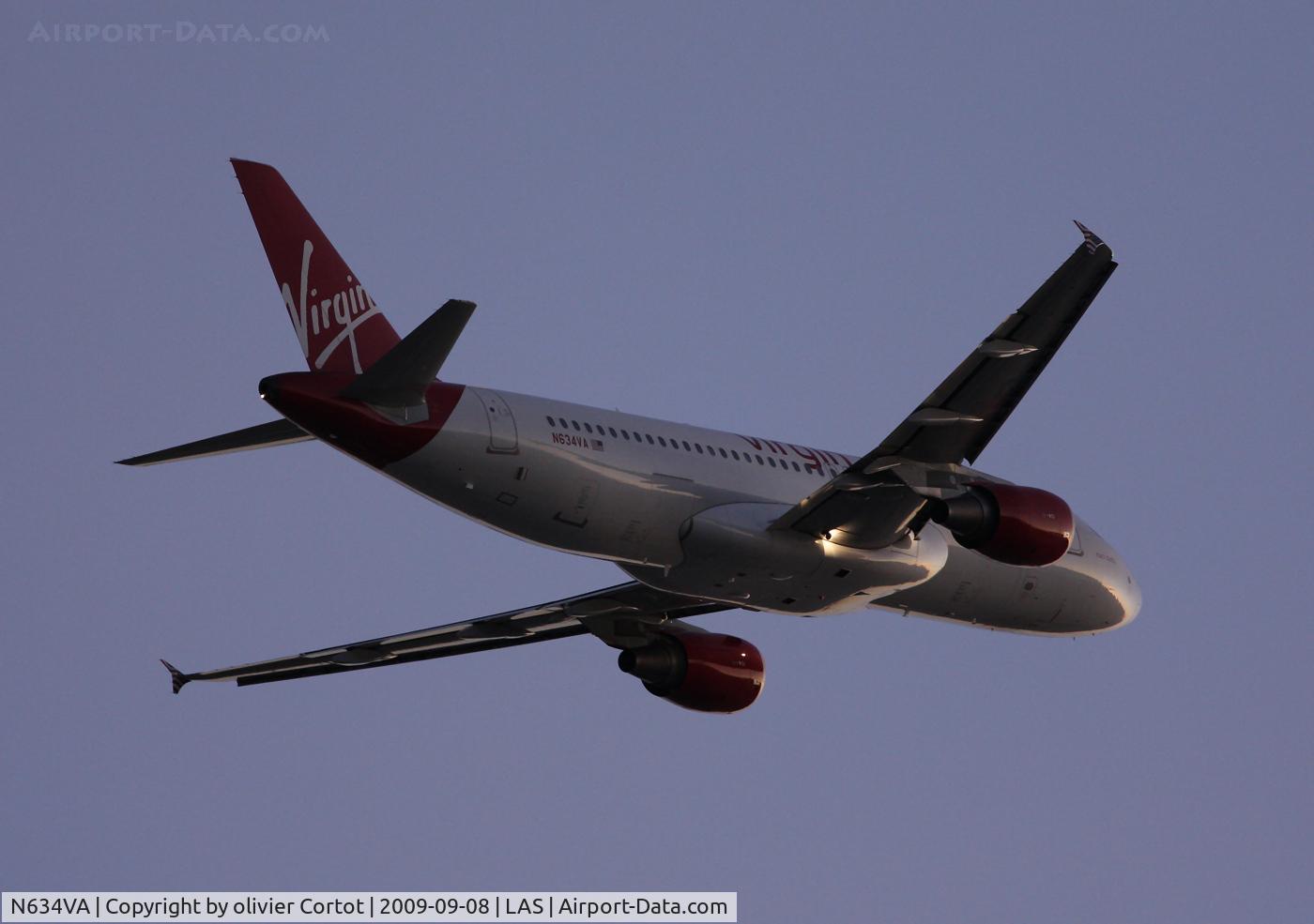 N634VA, 2008 Airbus A320-214 C/N 3359, taking off from Las Vegas