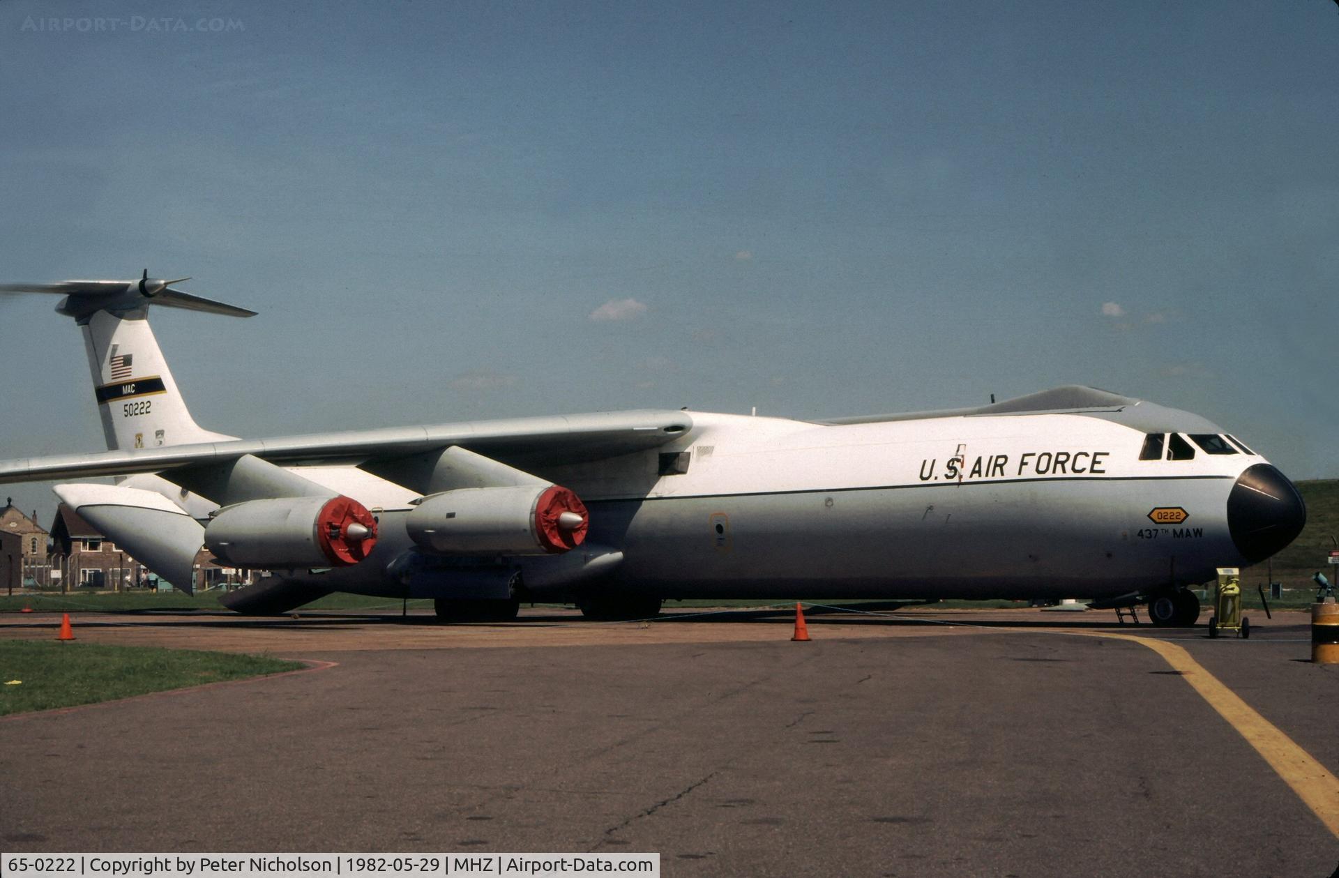 65-0222, 1965 Lockheed C-141B Starlifter C/N 300-6073, C-141B Starlifter of 437th Military Air Wing on display at the 1982 Mildenhall Air Fete.
