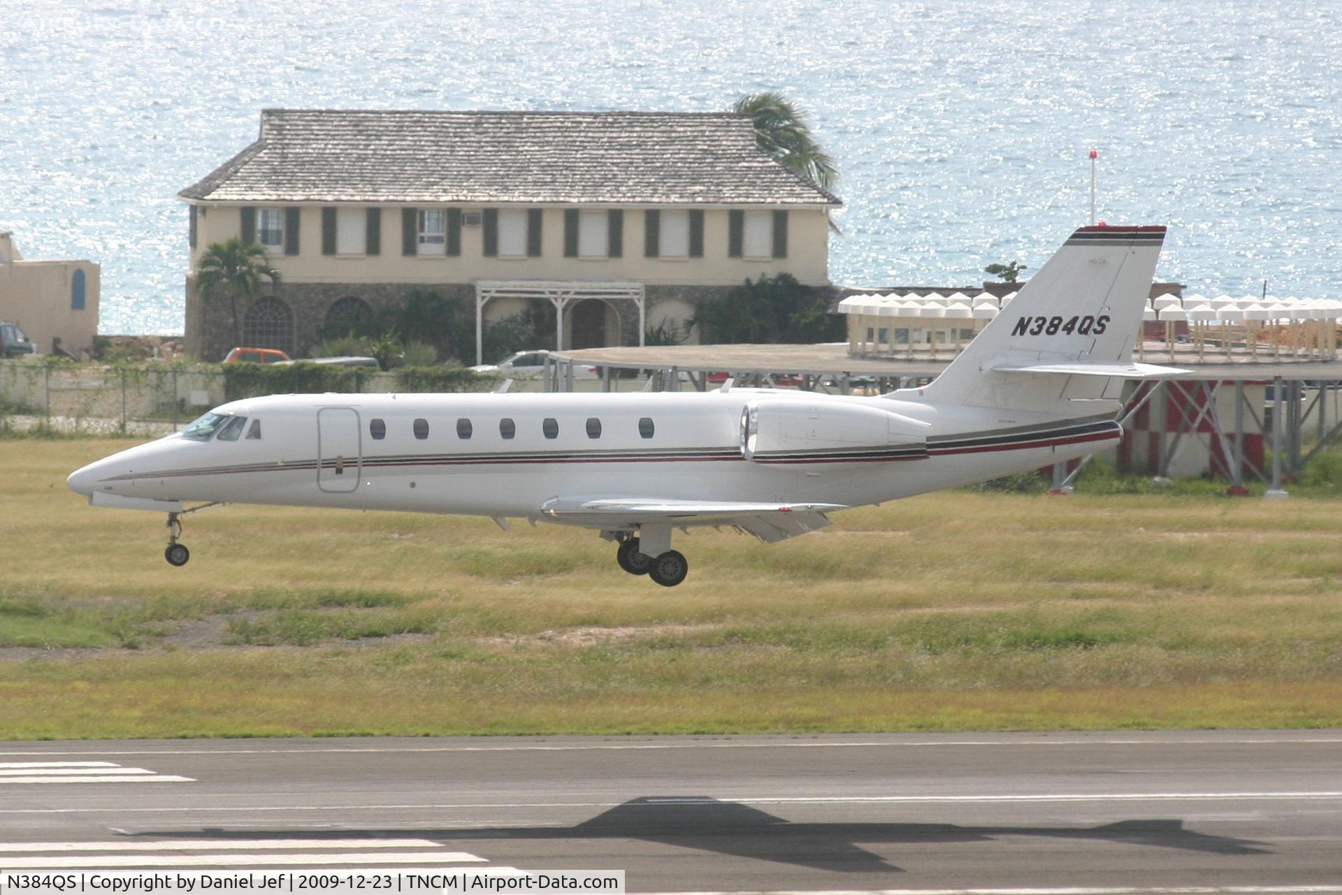 N384QS, 2006 Cessna 680 Citation Sovereign C/N 680-0110, N384QS landing at TNCM runway 10