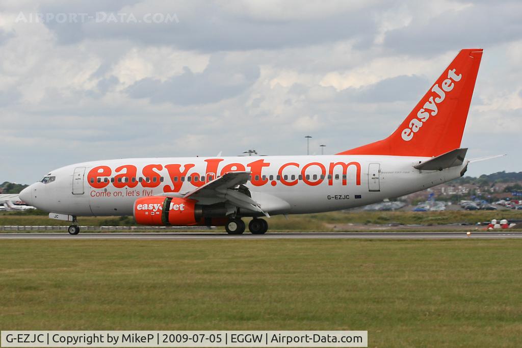 G-EZJC, 2000 Boeing 737-73V C/N 30237, Braking after touchdown on Runway 26.
