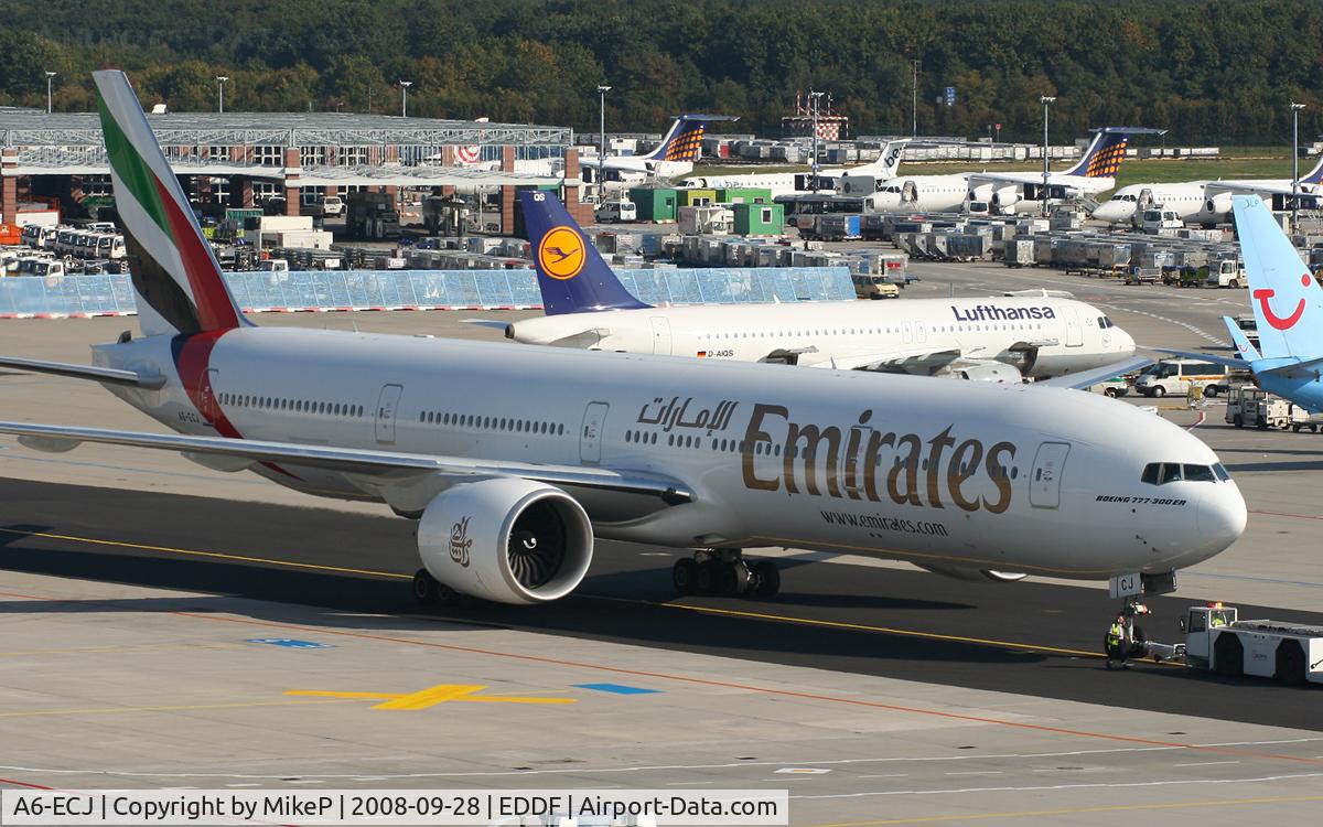 A6-ECJ, 2008 Boeing 777-31H/ER C/N 35583, Pushing for departure from T2.