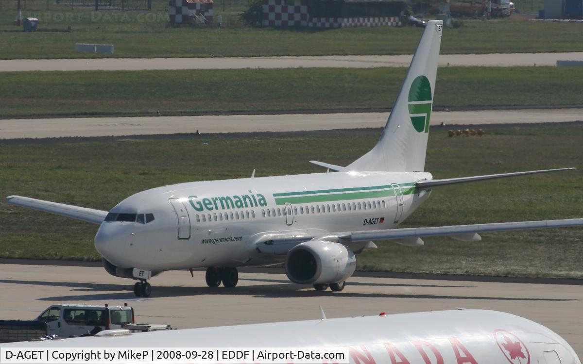 D-AGET, 1998 Boeing 737-75B C/N 28109, About to taxi for departure.