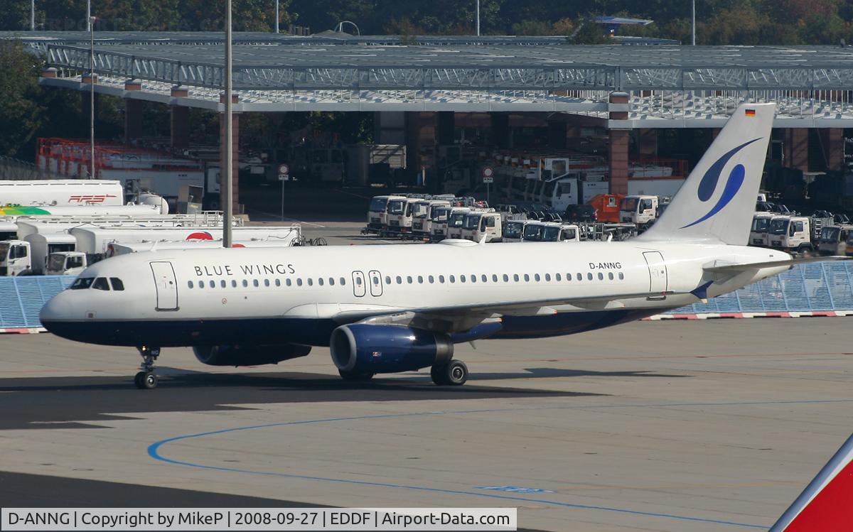 D-ANNG, 2001 Airbus A320-232 C/N 1464, Taxiing to remote parking across from T2.