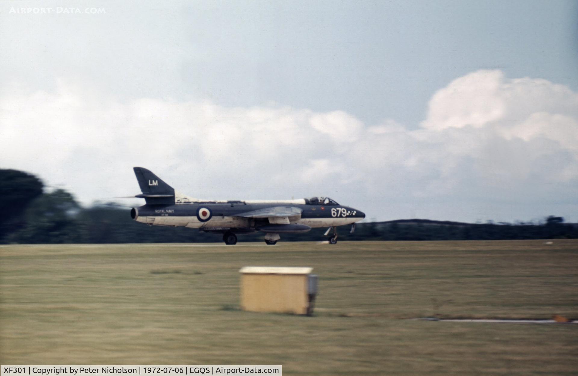 XF301, 1955 Hawker Hunter GA.11 C/N HABL-003062, Hunter GA.11 of 764 Squadron at Lossiemouth in the Summer of 1972.