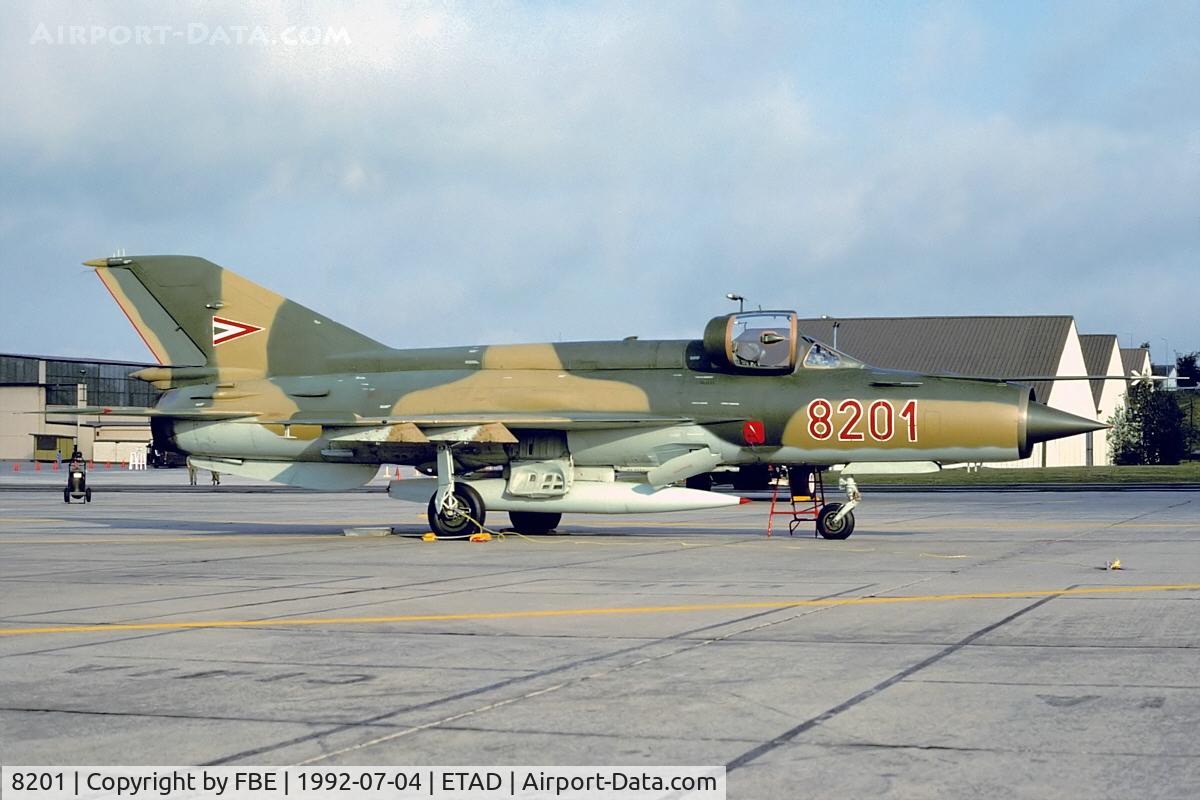 8201, Mikoyan-Gurevich MiG-21MF C/N 968201, Hungarian MiG21MF visiting Spangdahlem AB (KM25 Slidescan)