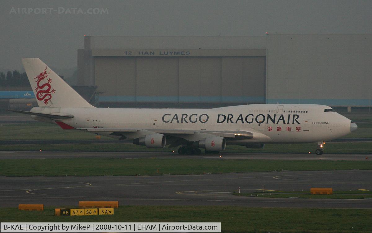 B-KAE, 1991 Boeing 747-412/BCF C/N 25068, Rolling in the last light of day.