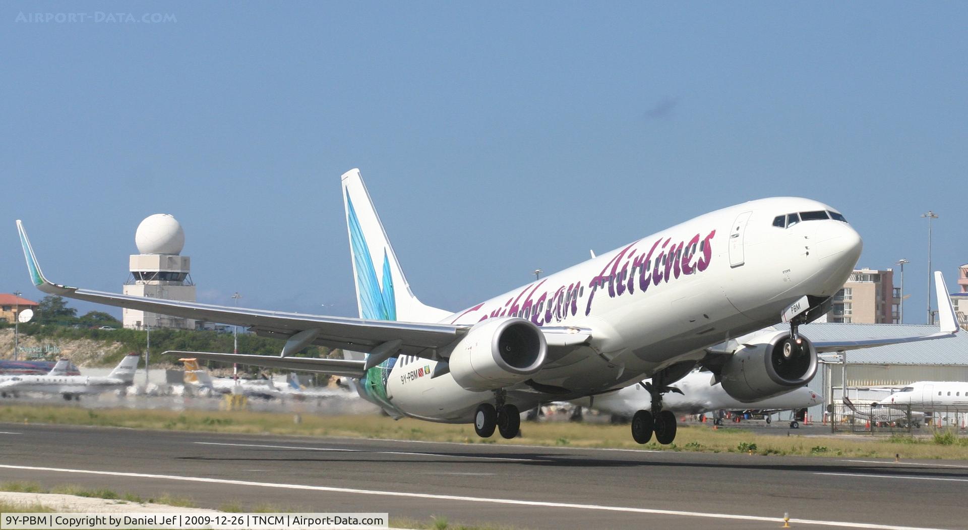 9Y-PBM, 2007 Boeing 737-8BK C/N 29635, 9Y-PBM departing TNCM