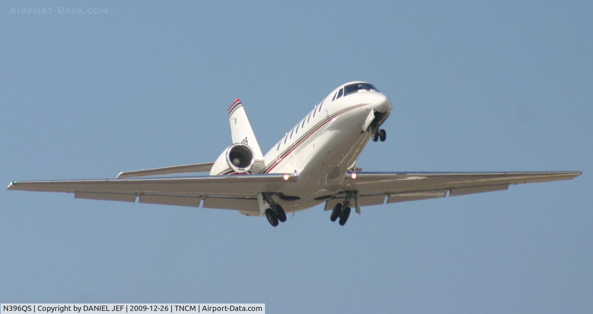 N396QS, 2008 Cessna 680 Citation Sovereign C/N 680-0240, N396QS Departing TNCM