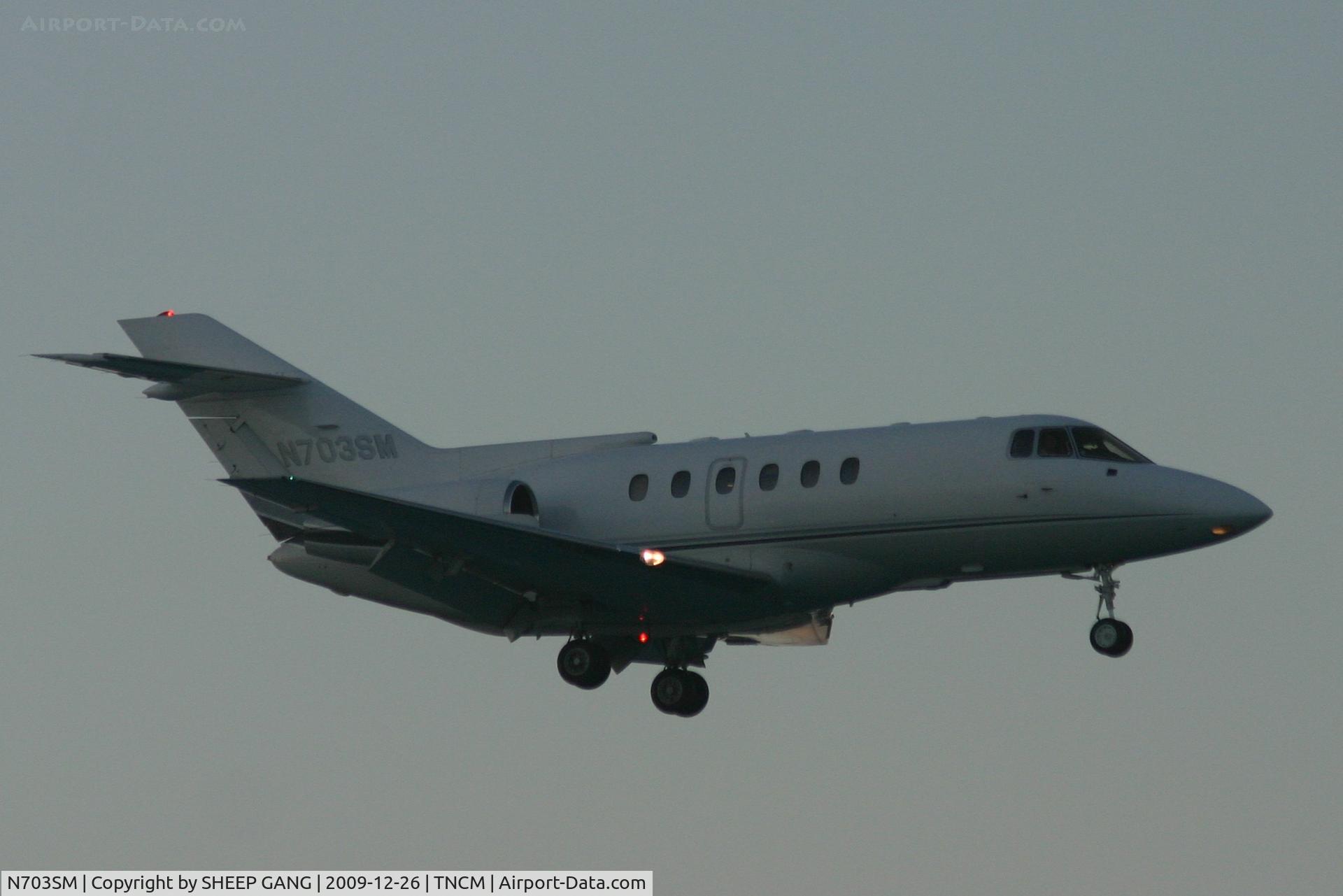 N703SM, 1990 British Aerospace BAe.125 Series 800A C/N 258204, N703SM on a late afternoon landing at TNCM