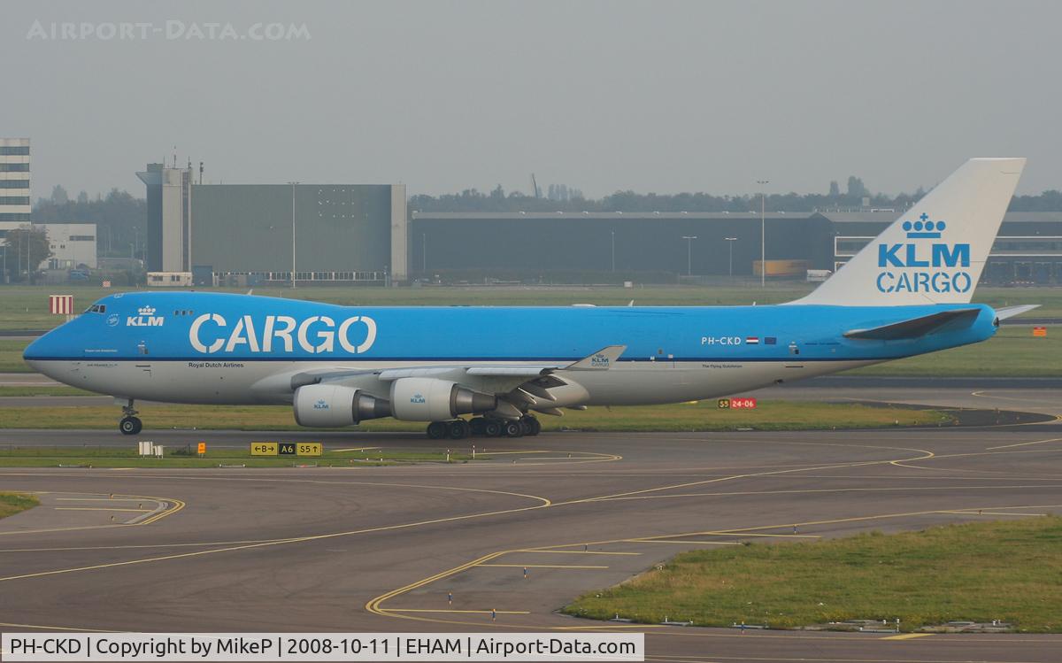 PH-CKD, 2008 Boeing 747-428F/ER/SCD C/N 35233, Freighter heading to the active for departure.