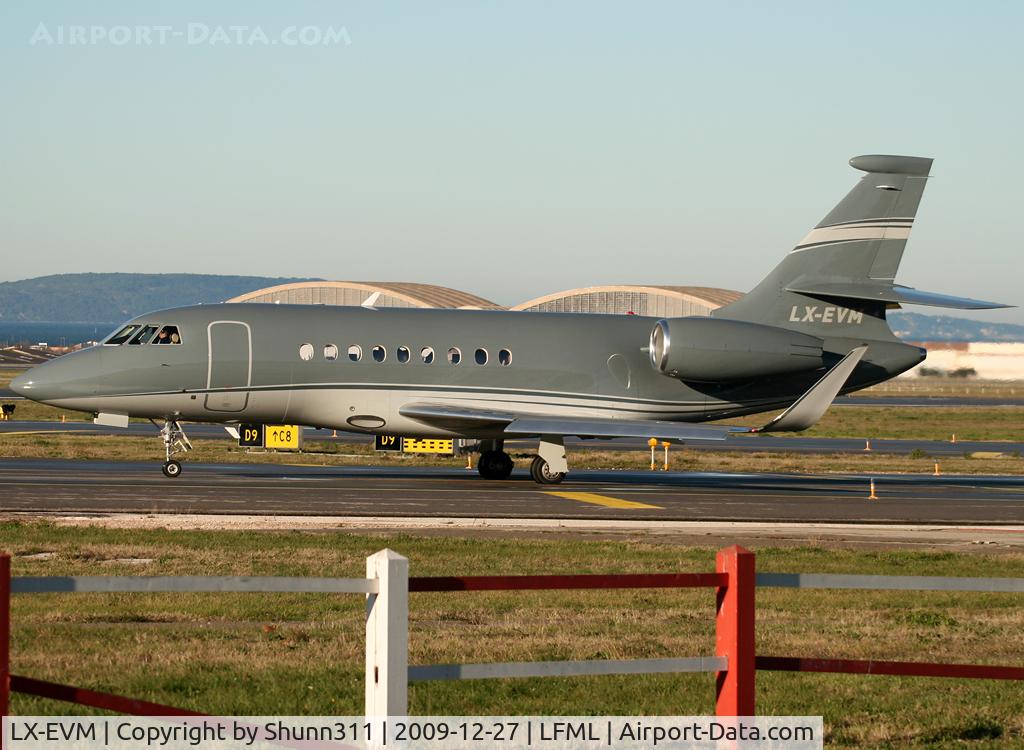 LX-EVM, 2008 Dassault Falcon 2000EX C/N 181, Lining up rwy 31R for departure...
