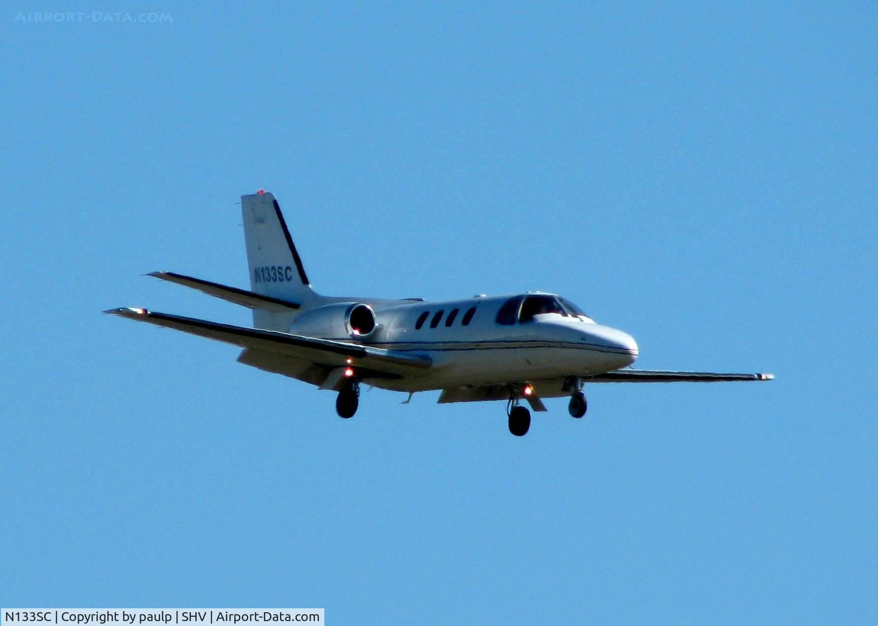 N133SC, 1979 Cessna 501 Citation I/SP C/N 501-0131, Landing on 23 at Shreveport Regional.