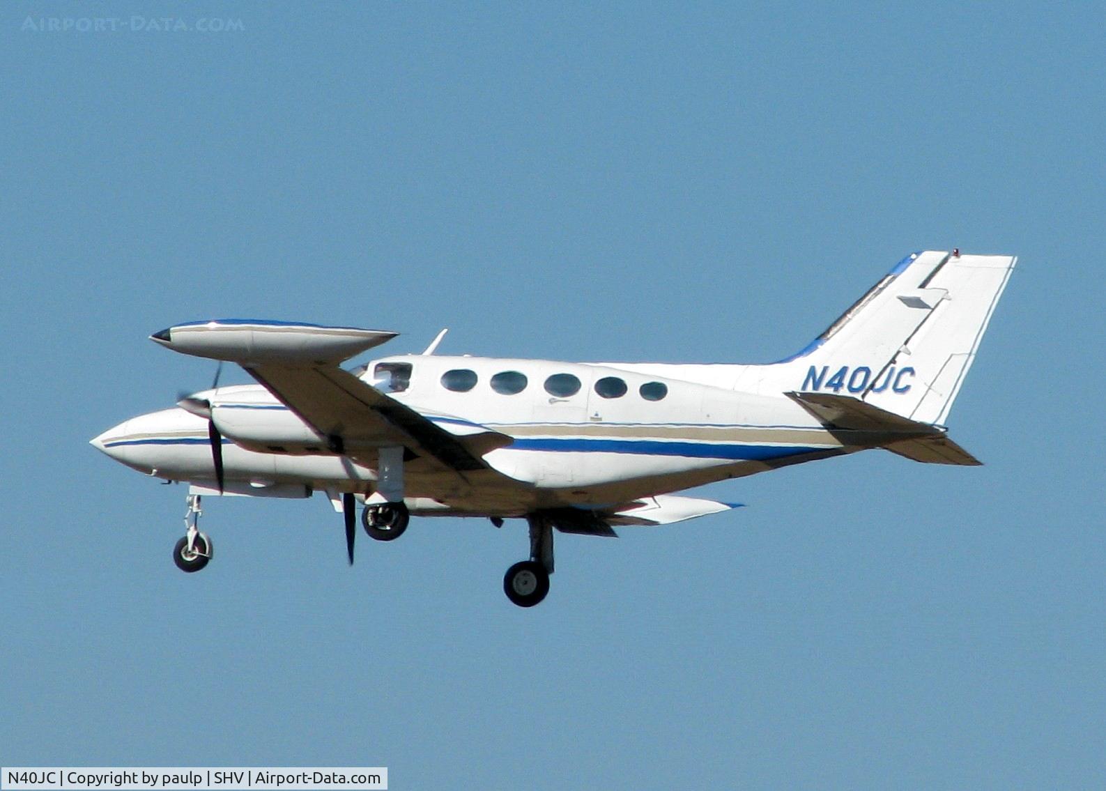 N40JC, 1973 Cessna 421B Golden Eagle C/N 421B0384, Landing on 23 at Shreveport Regional.