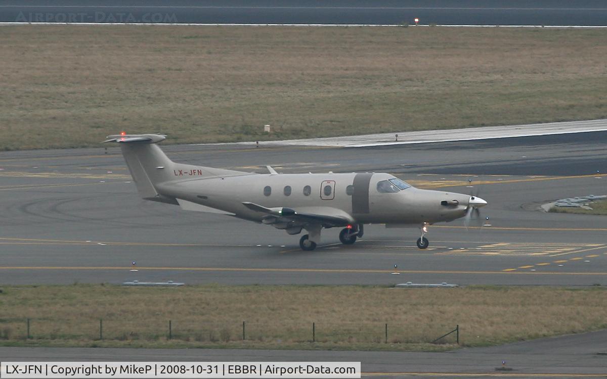 LX-JFN, 2007 Pilatus PC-12/47 C/N 855, Heading to 07R at dusk for departure.