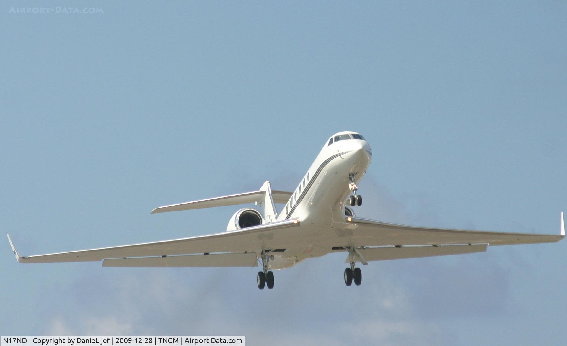 N17ND, 1997 Gulfstream Aerospace Gulfstream V C/N 518, N17ND departing TNCM
