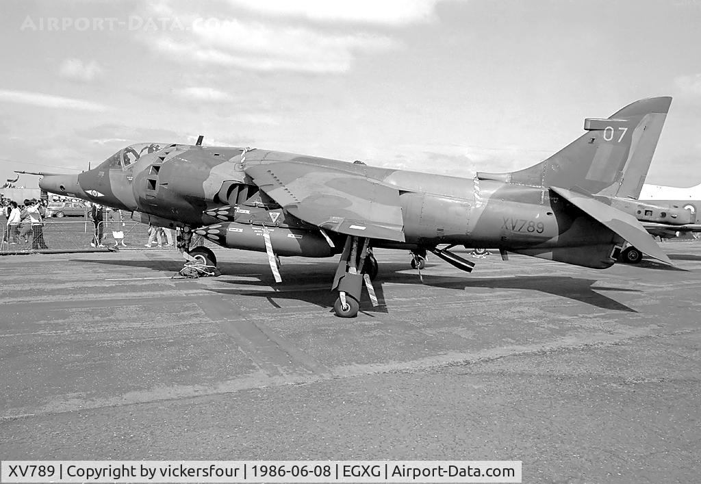 XV789, 1970 Hawker Siddeley Harrier GR.3 C/N 712039, 1 Squadron jet coded '07' at the 1986 SSAFA Air Show.