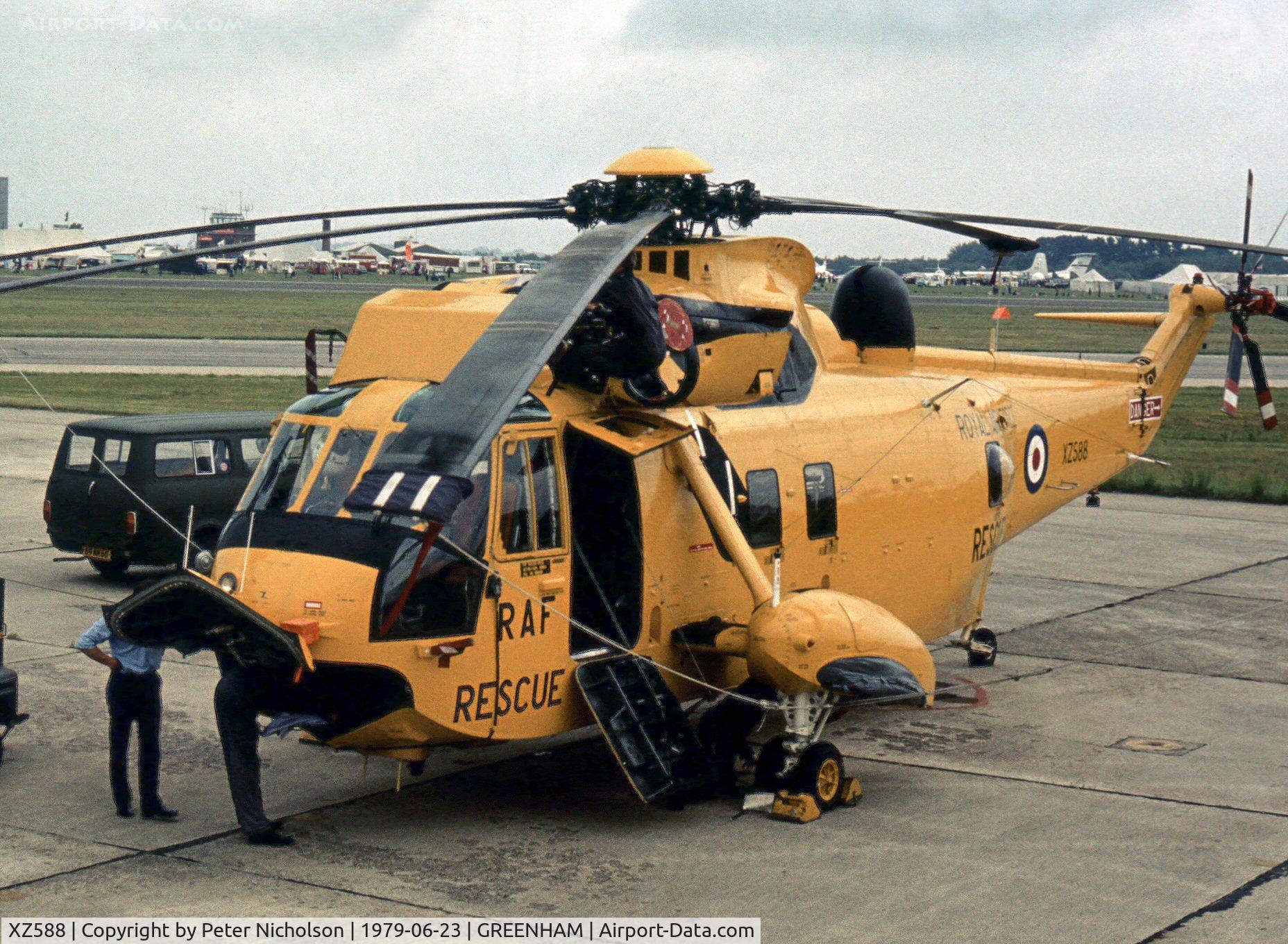 XZ588, 1977 Westland Sea King HAR.3 C/N WA854, Sea King HAR.3 of the Sea King Training Unit on display at the 1979 Intnl Air Tattoo at RAF Greenham Common.