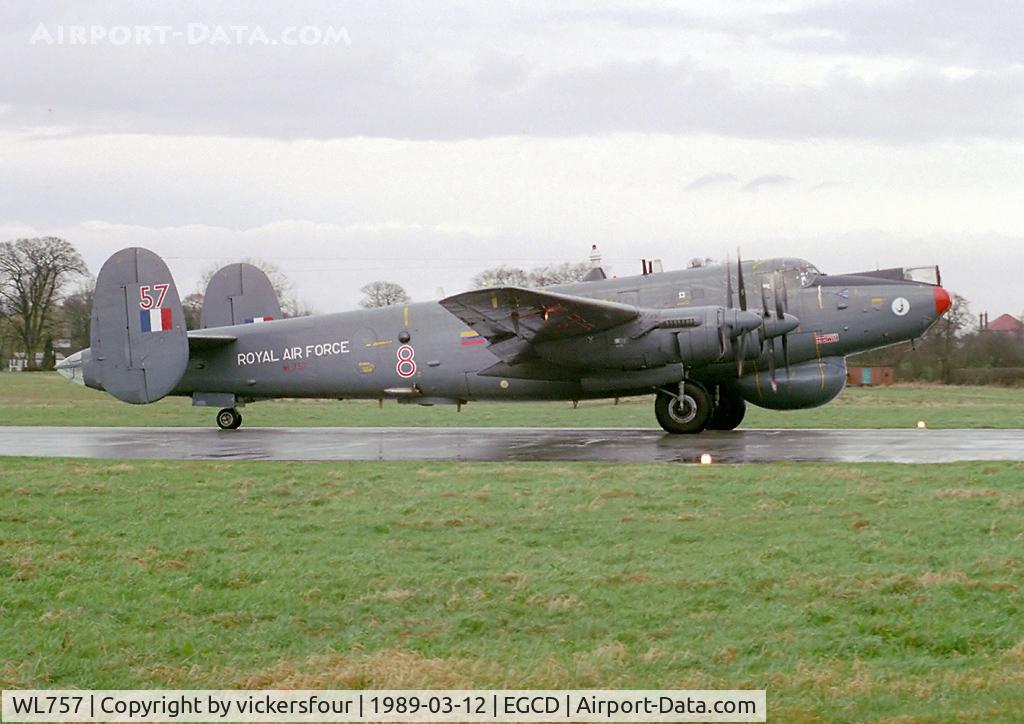 WL757, Avro 716 Shackleton AEW.2 C/N Not found WL757, Departing after a weekend stay at Woodford. All five visiting Shacks got a red nose during there visit as it was the annual Comic Relief 'Red nose day' the previous Friday.
