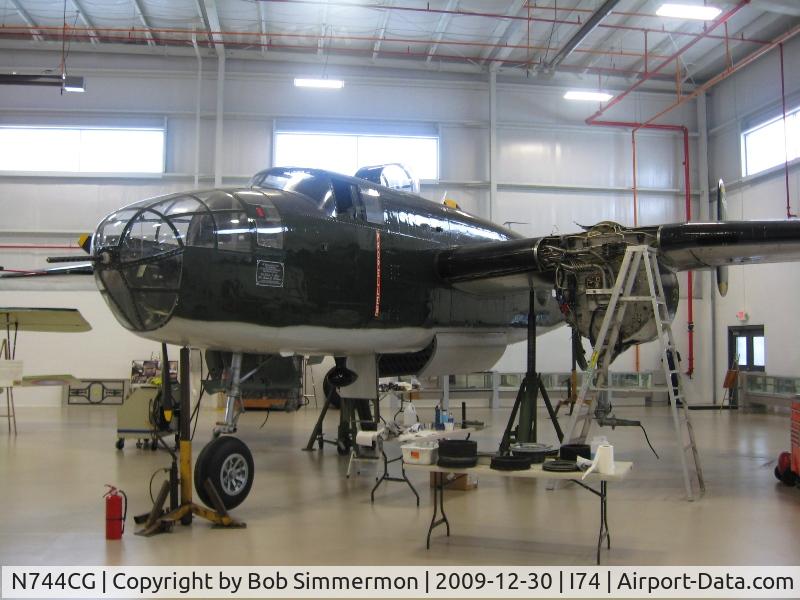 N744CG, 1944 North American B-25N Mitchell C/N 108-32141, Undergoing a maintenance cycle and #1 overhaul.  Champaign Aviation Museum - Urbana, Ohio.