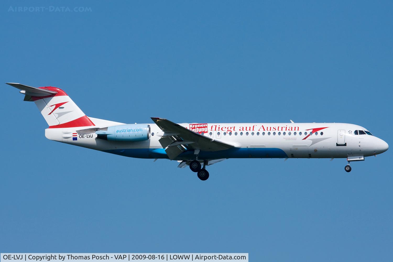 OE-LVJ, 1991 Fokker 100 (F-28-0100) C/N 11359, Austrian Arrows
