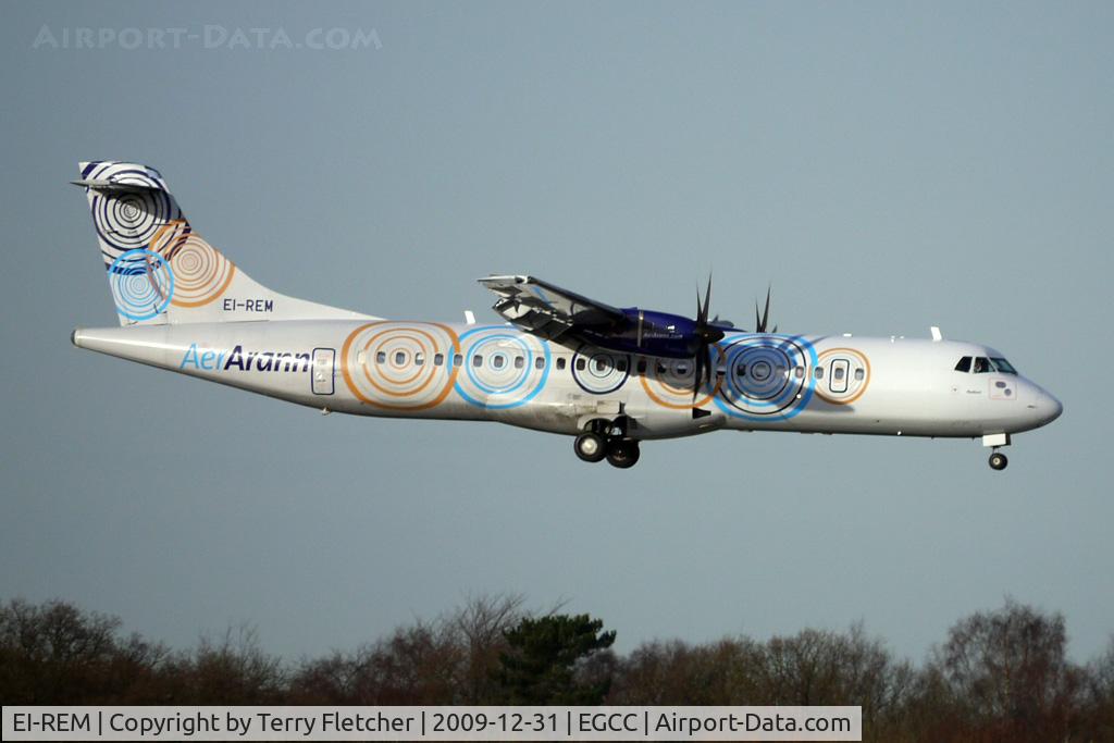 EI-REM, 2007 ATR 72-212A C/N 760, Aer Arran ATR72 arriving at Manchester