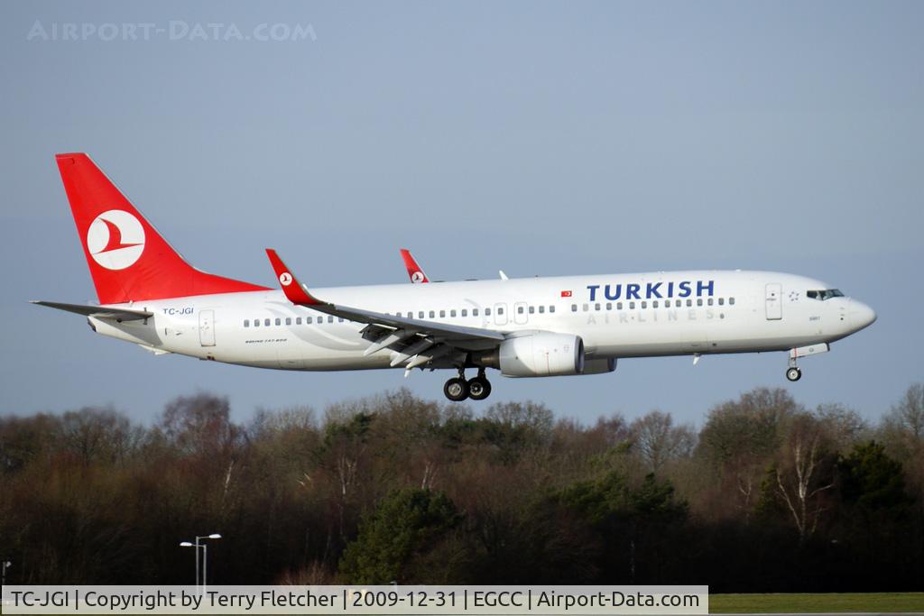 TC-JGI, 2006 Boeing 737-8F2 C/N 34407, THY B737 landing at Manchester