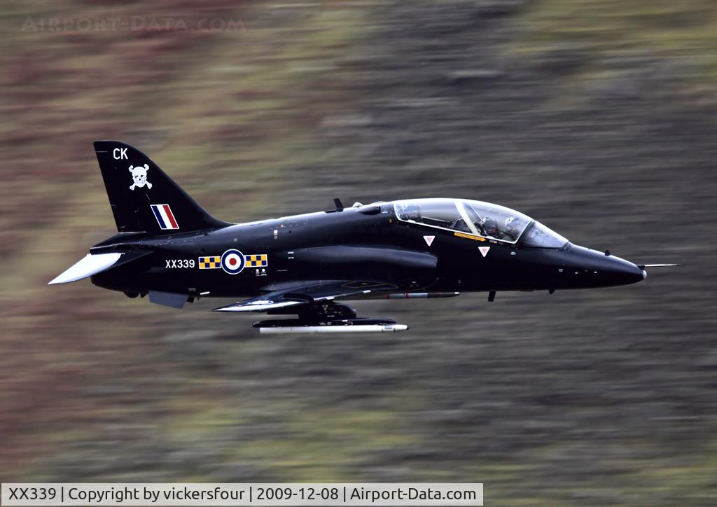 XX339, 1981 Hawker Siddeley Hawk T.1A C/N 188/312163, Royal Air Force, 100 Squadron Hawk T1A (c/n 312163) coded 'CK'. Dunmail Raise, Cumbria.
