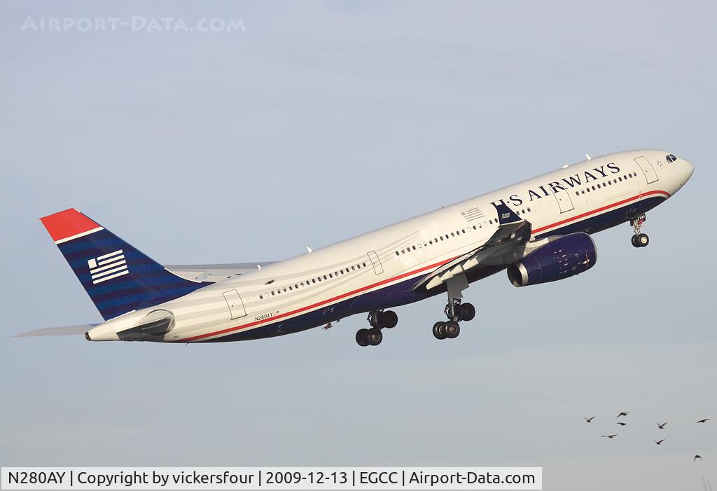 N280AY, 2009 Airbus A330-243 C/N 1022, US Airways. US Air and birds ...not a good combination!