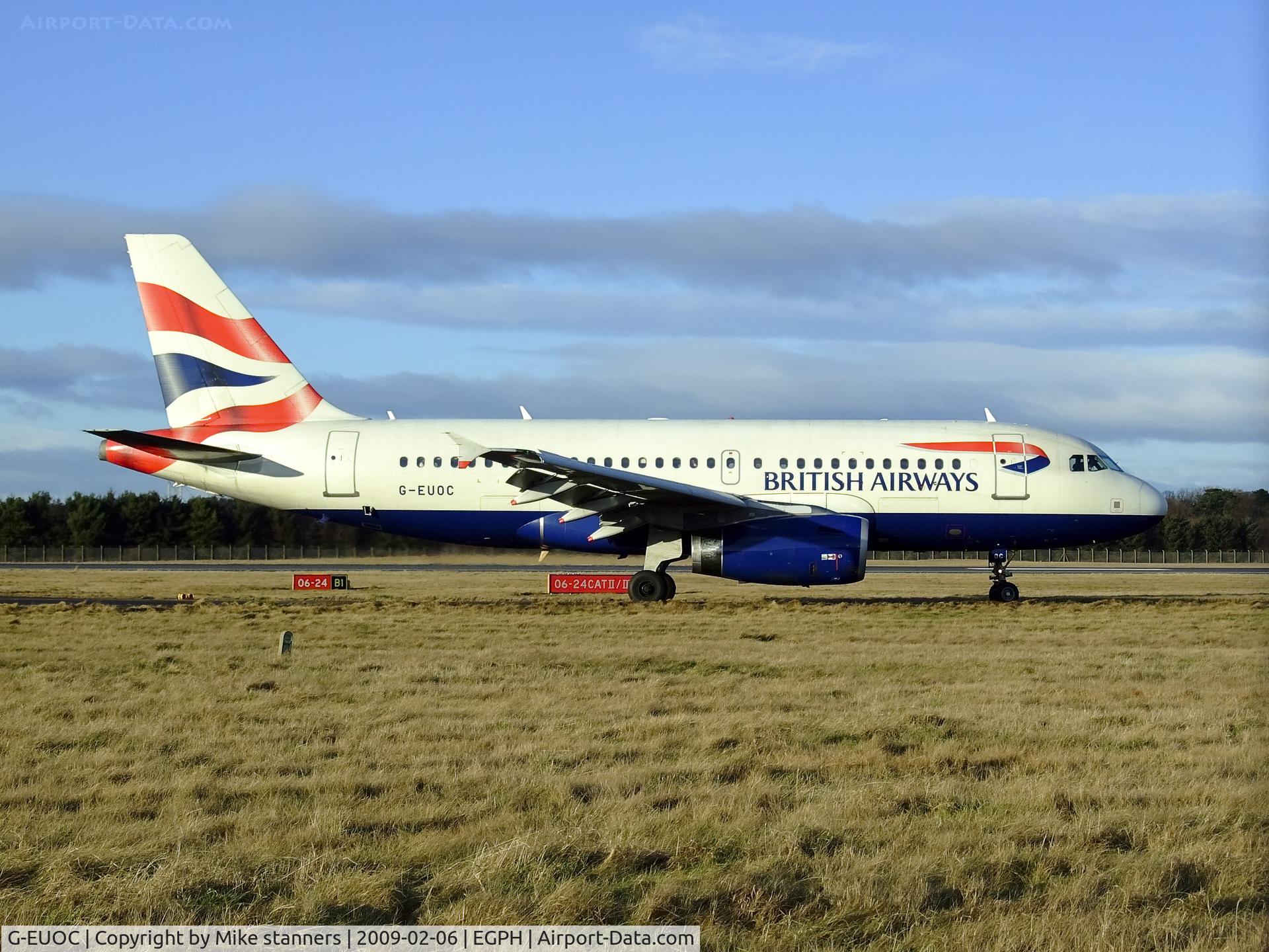 G-EUOC, 2001 Airbus A319-131 C/N 1537, British airways A319 Arrives at EDI in the wintery sunshine