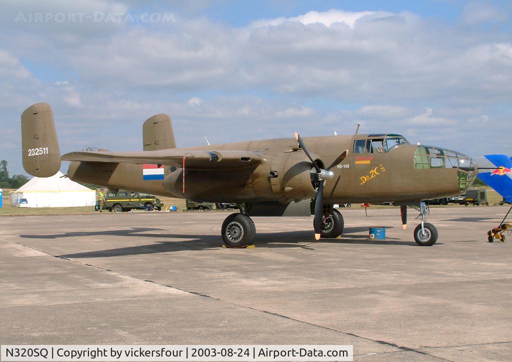 N320SQ, 1944 North American B-25N Mitchell C/N 108-32782, Elvington Air Show 2003. Painted in Dutch markings '232511/N5-149'.