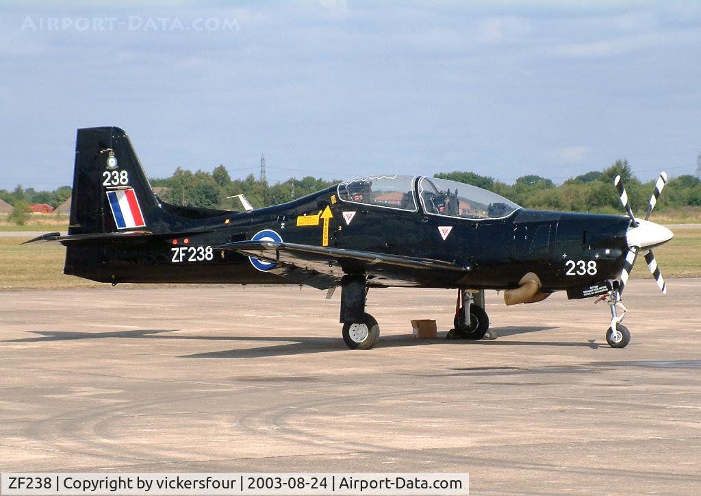 ZF238, 1989 Short S-312 Tucano T1 C/N S040/T38, Elvington Air Show 2003. Royal Air Force Tucano from 1 FTS.
