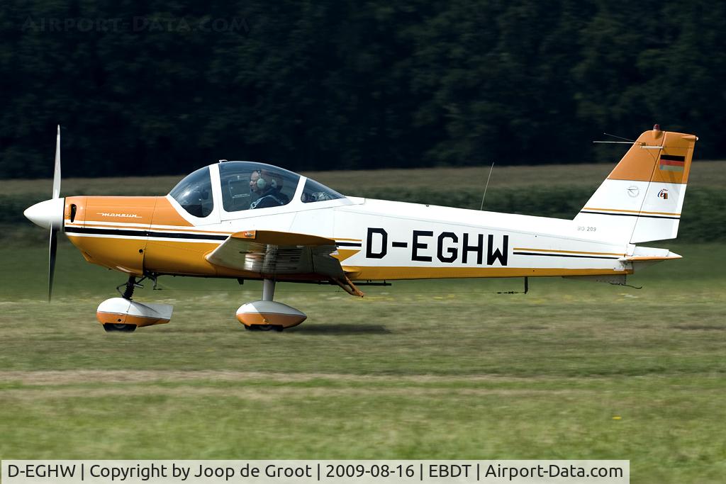 D-EGHW, 1984 Bolkow Bo-209 Monsun 150FV C/N 170, departure from Schaffen-Diest