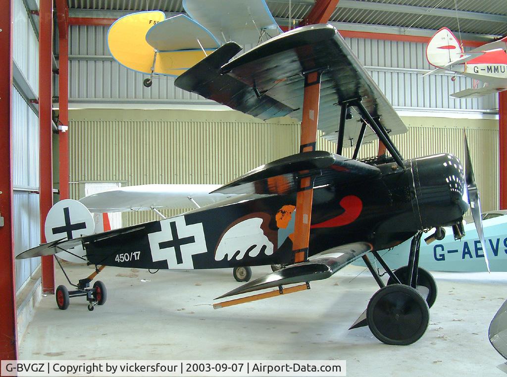G-BVGZ, 1994 Fokker Dr.1 Triplane Replica C/N PFA 238-12654, Breighton. Privately owned, wears ficticious serial 450/17.