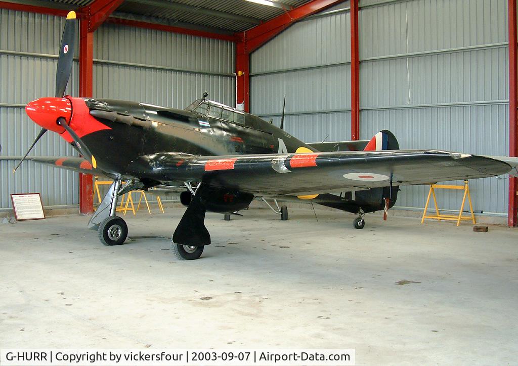 G-HURR, 1942 Hawker (CCF) Hurricane Mk12 C/N 52024, Breighton. Privately owned, wears 87 Squadron code 'LK-A' representing Sqdn Ldr Ian Gleed's aircraft.